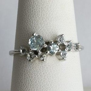 Nwt Modern multi gemstone glacier blue topaz ring size 8 in Sterling Sil…